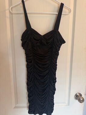 Forever 21 Black Ruched Midi Dress